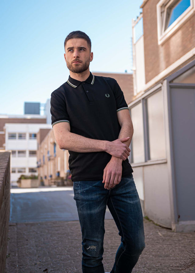 Fred Perry Poloshirts  Twin tipped fred perry shirt - black ecru pistachio 