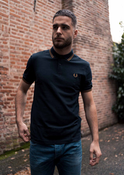 Fred Perry Polo's  Twin tipped fred perry shirt - navy dark caramel 