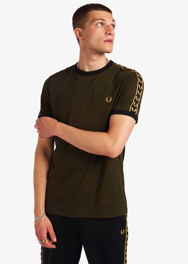 Fred Perry T-Shirts  Gold taped ringer t-shirt - hunting green 