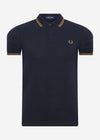 Fred Perry Polo's  Twin tipped fred perry shirt - navy dark caramel 