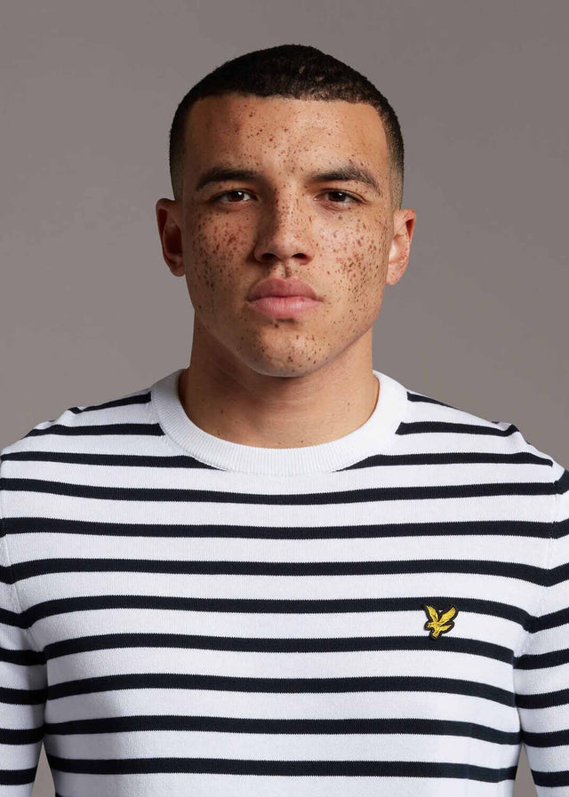 Lyle & Scott Pullover  Breton stripe jumper - white 