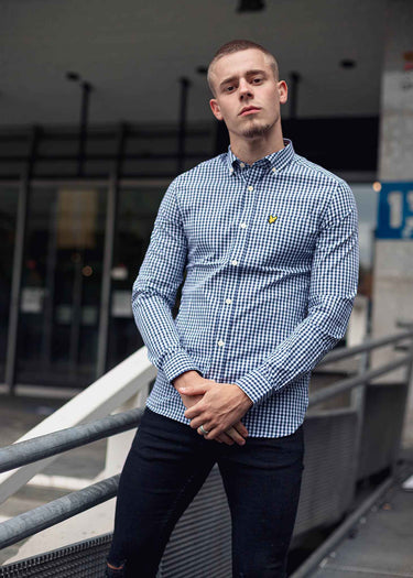 Lyle & Scott Overhemden  Slim fit gingham shirt - navy white 